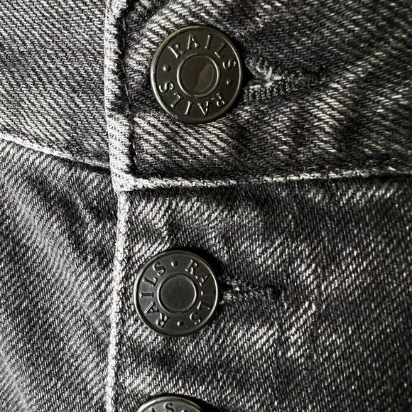 Rails Jeans Womens Size 26 Black The Getty High Rise Wide Leg Button Fly - Picture 9 of 16